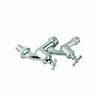 BS1010 pipa keran selang Union Chrome Plated Bib Tap T Handle Dengan Nozzle Male Thread