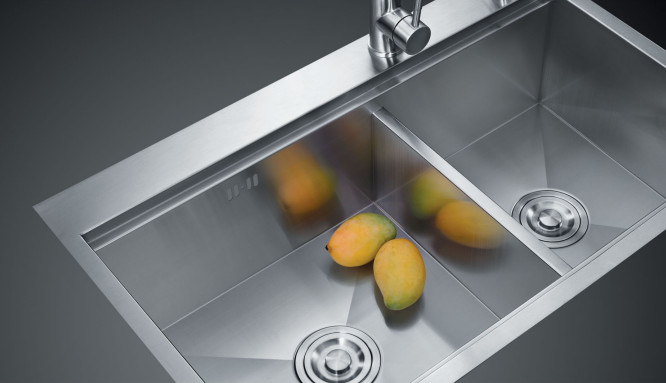 Perak Warna Resipi Komersial wastafel cangkir ganda dapur mewah wastafel