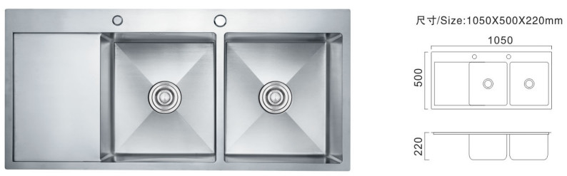 Stainless Steel 304 Plat Dapur wastafel ukuran khusus Double Drainer wastafel gaya menakjubkan