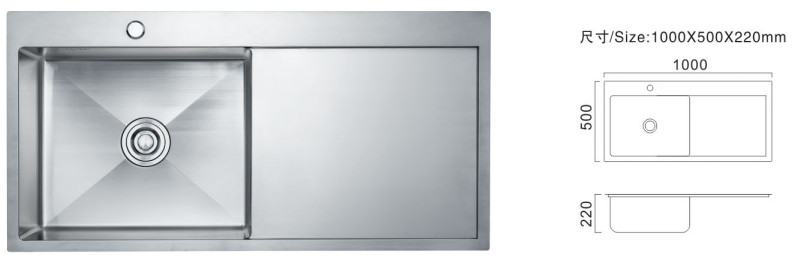 Single Bowl 81cm Dapur Cuci Custom Komersial Rustless Cuci Plat Jenis