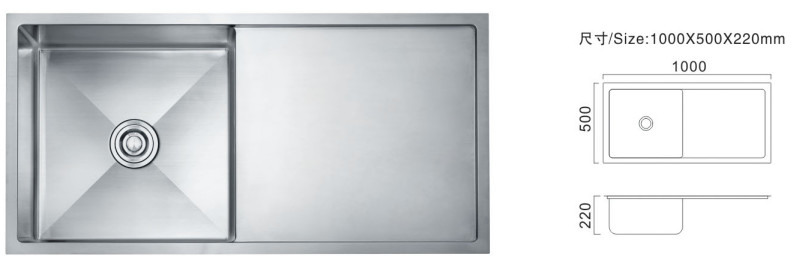Single Bowl 81cm Dapur Cuci Custom Komersial Rustless Cuci Plat Jenis