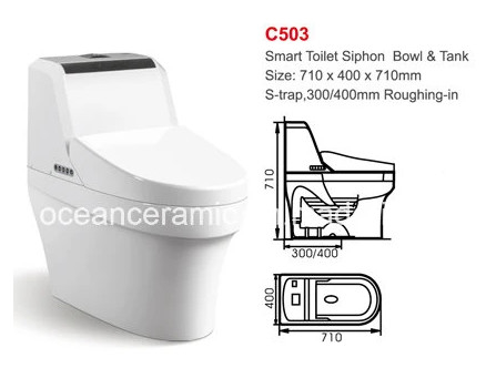 Satu Piece 710 X 400 X 710mm Smart Toilet Wall Hanging Standing Smart Toilet Seat