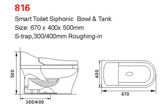 670 X 400 X 500mm Smart Wall Hang Toilet Pintar Sifonik Tembok Dipasang Smart Toilet