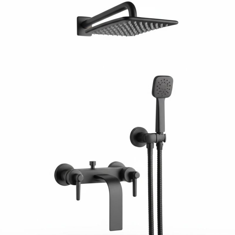 Brass Slim Profile Shower Faucet Set Docking Magnetic Handheld dengan Nozzles Silikon yang Mudah Dibersihkan
