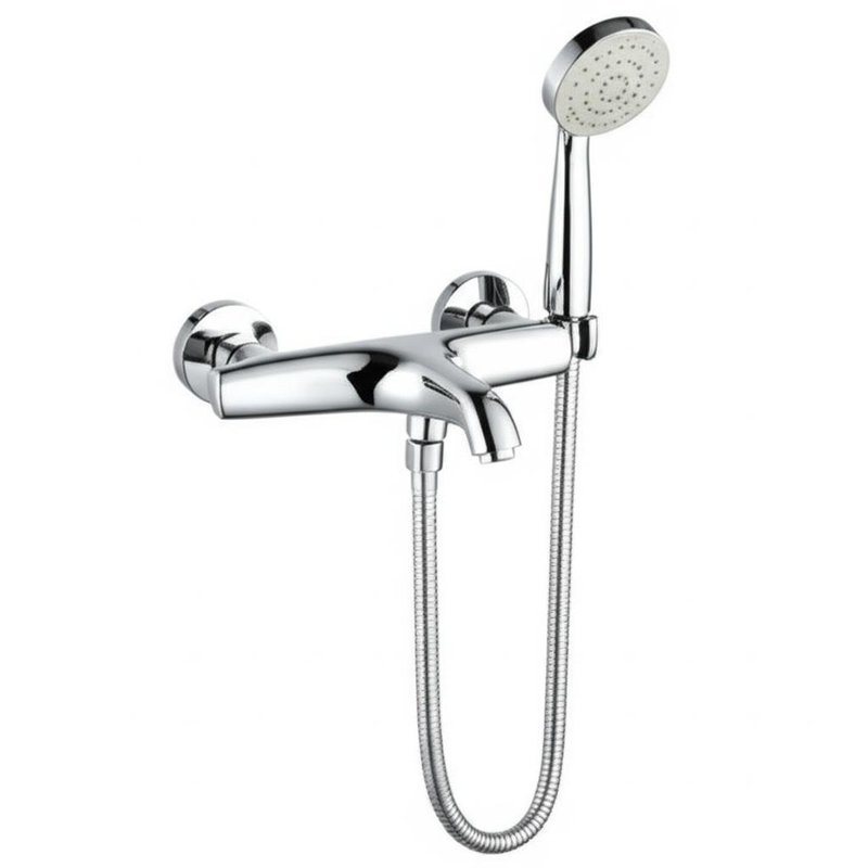 Set Pancuran Geser Chrome Mixer Kuningan Braket yang Dapat Disesuaikan dengan Selang Fleksibel Stainless Steel