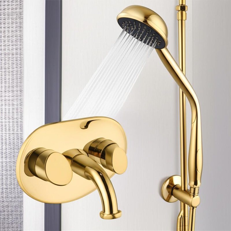 Brass Disembunyikan Shower Mixer Set Langit-langit Kepala Hujan Air Terjun Spout dengan Handheld Combo Kit