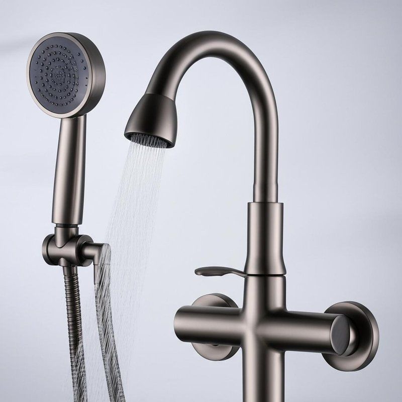 Panel keran shower modern yang dipasang di dinding berwarna putih dengan pengalihan kontrol ganda dengan semprotan genggam 4 fungsi