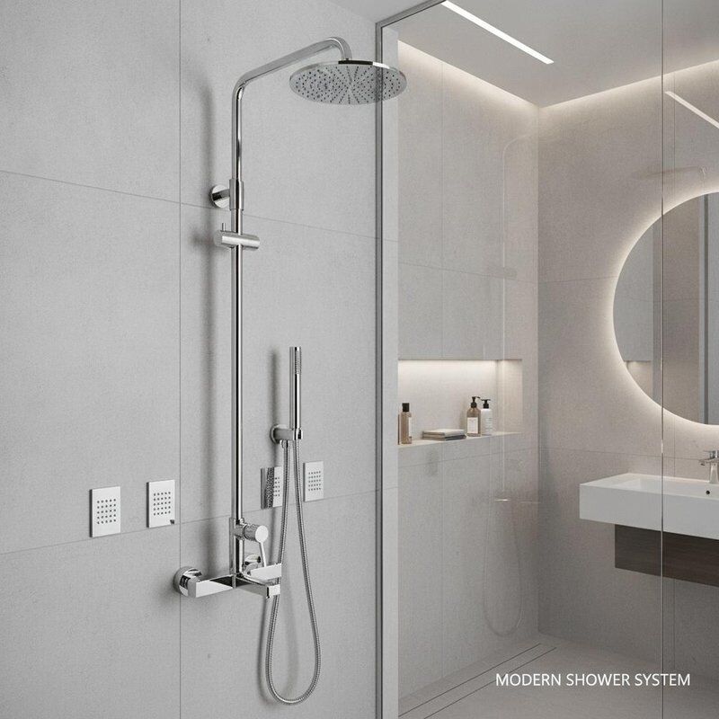 Faucet Finish Chrome dengan Head Shower dan SPA Waist Jet Ideal untuk Instalasi Kamar Mandi Modern